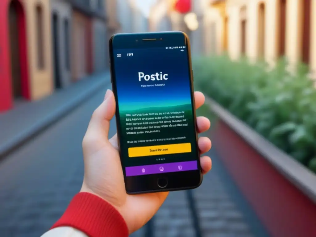 Un smartphone moderno con una app para gamificar escritura poética