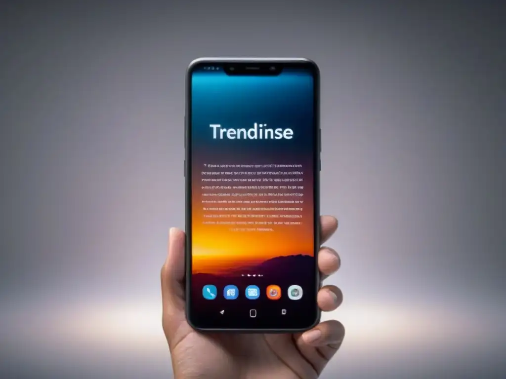 Un smartphone moderno muestra un poema publicitario en pantalla