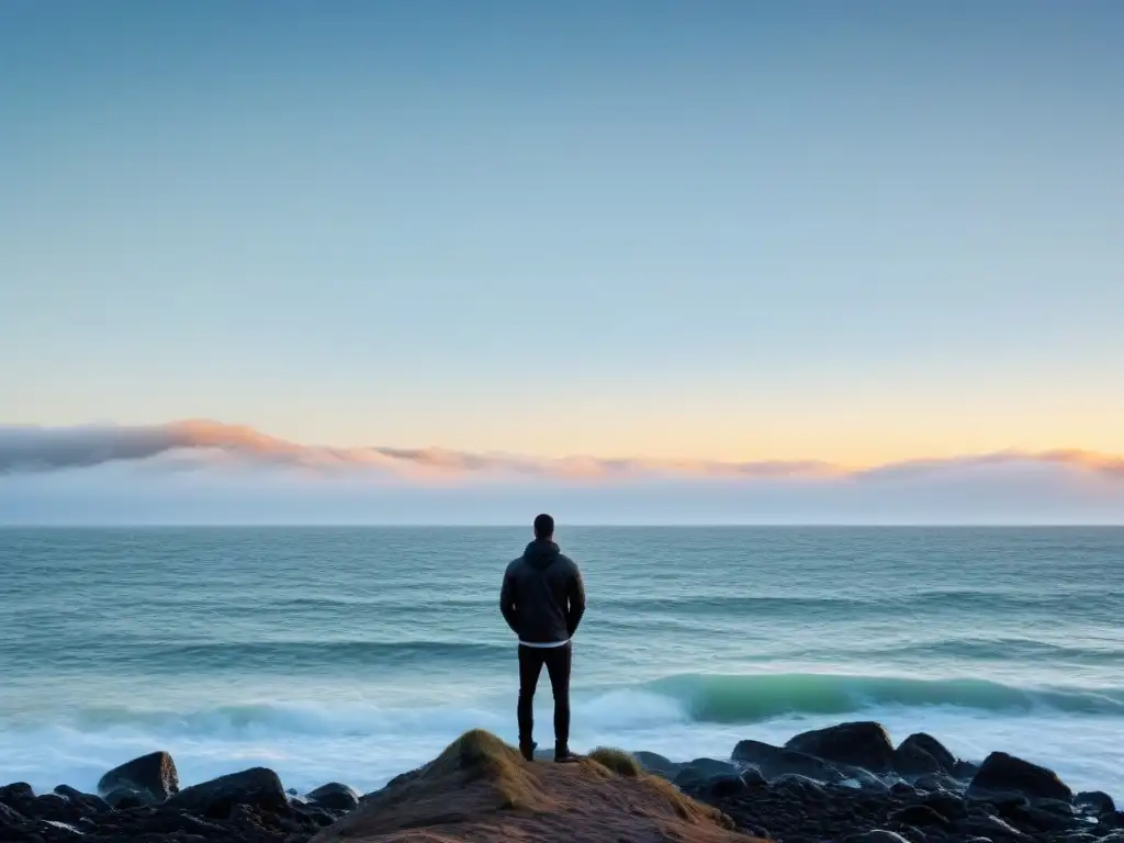 Reflexión solitaria en el mar infinito