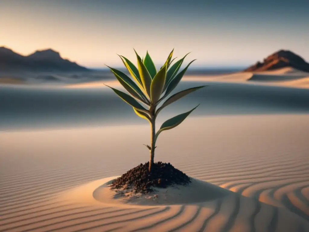 Un solitario arbusto en el desierto desafiando la erosión, con la poesía como su fuerza