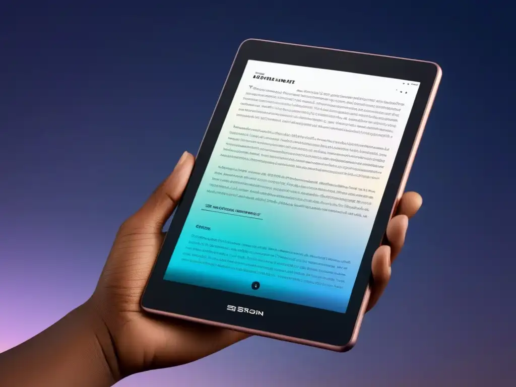 Poesía interactiva: app elegante de tablet en 8k Tableta moderna con app de poesía lírica interactiva
