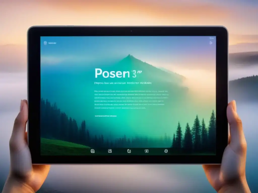 Poemario interactivo: fusión de poesía tradicional y tecnología moderna Tableta moderna con app de poesía lírica interactiva