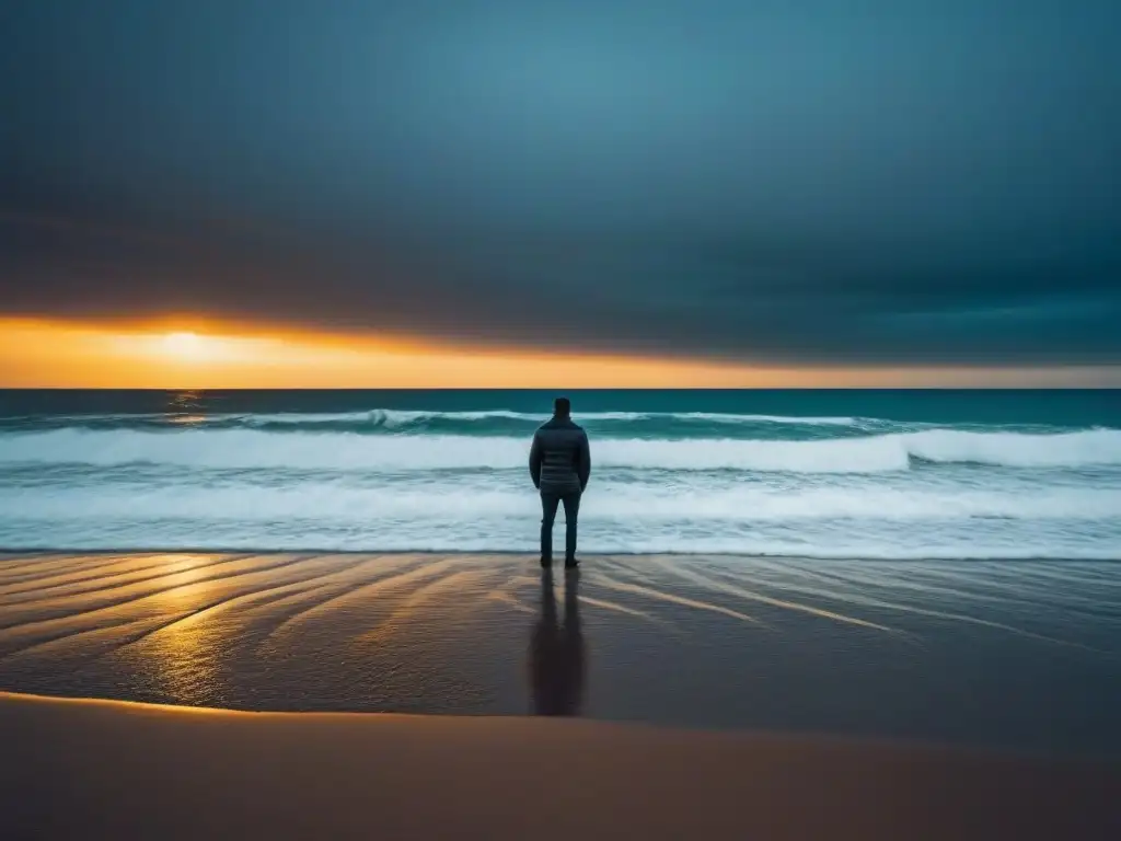 Un viaje interior en la playa al atardecer con libros de poesía