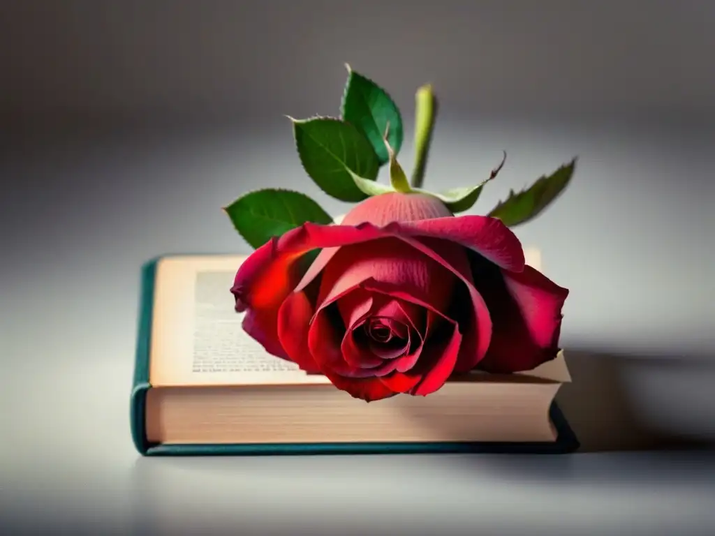 Una rosa roja vibrante destaca sobre fondo blanco, detalle y elegancia que estimulan la creatividad en libros de poesía